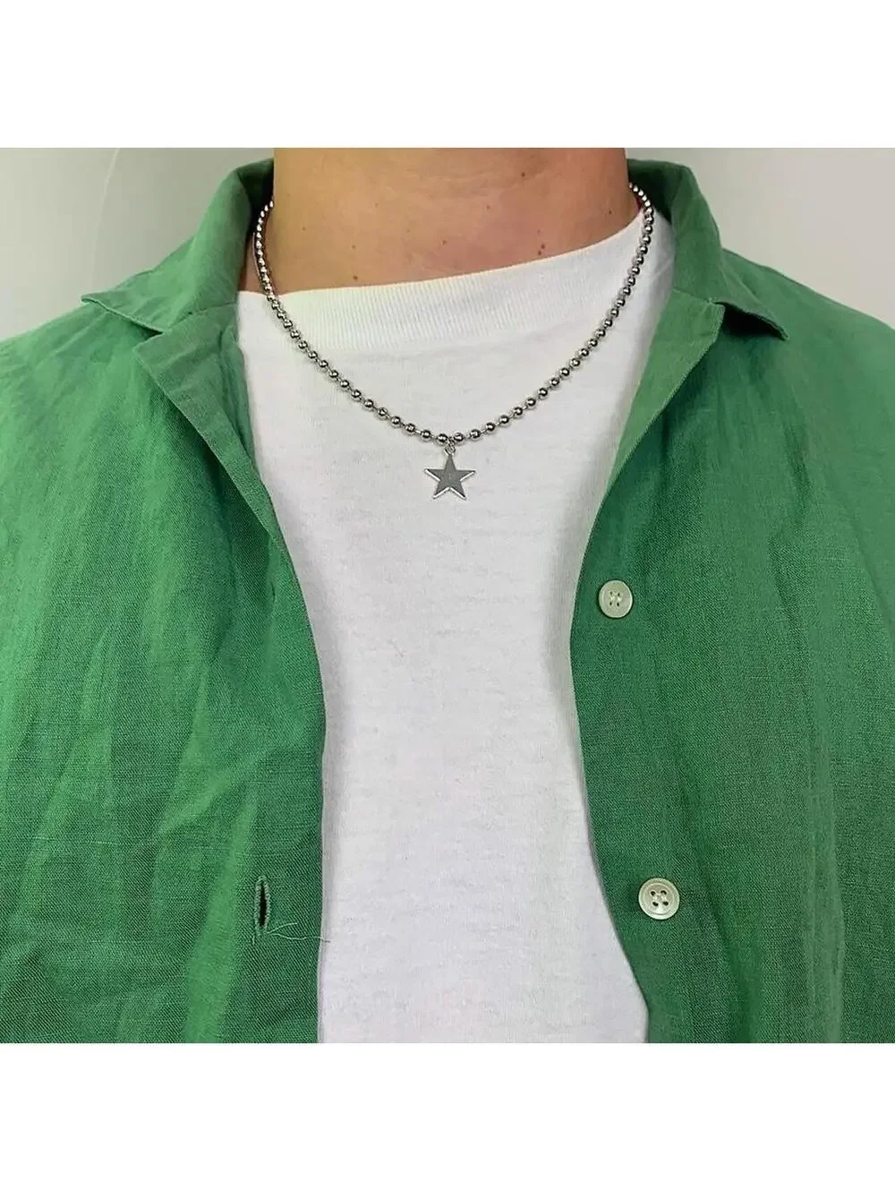 Steel Star Pendant y2k Cyber style choker necklace. Men’s women’s unisex. 17.5